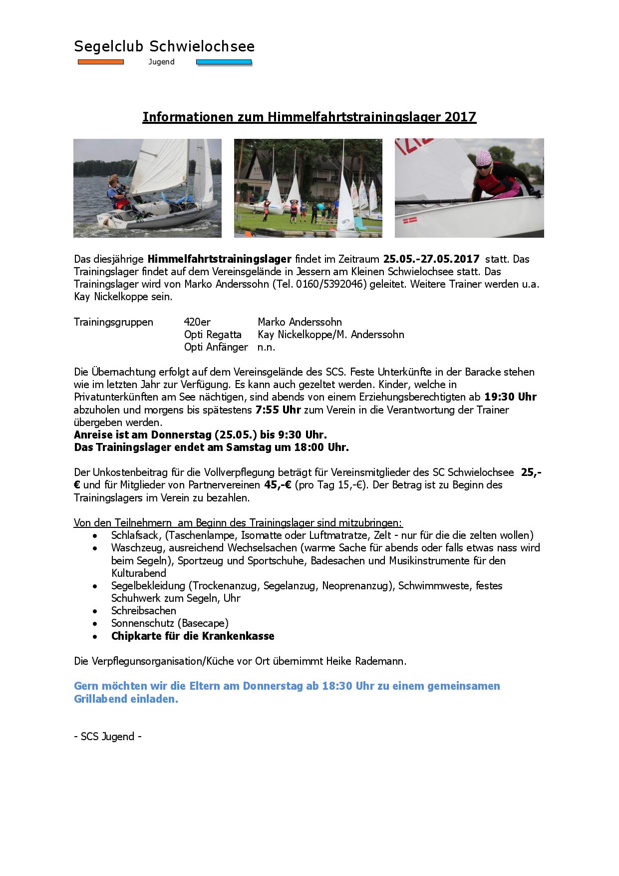 Flyer Himmelfahrt Trainingslager